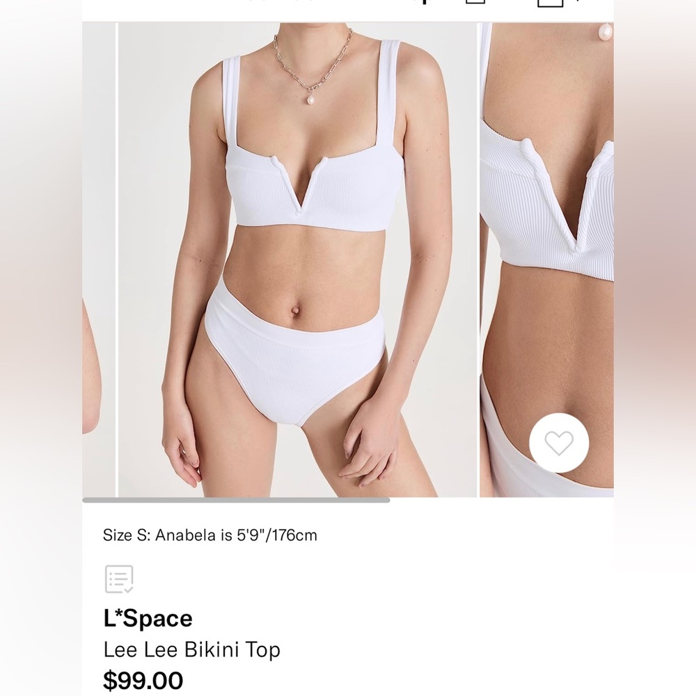 Brand new L*Space Lee Lee Bikini Top, tags on never worn! Large white top.
